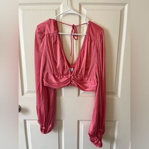 Princess Polly pink satin long-sleeve